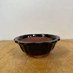 Glazed Mirror Bonsai Pot (6 x 2.25 inches) Black