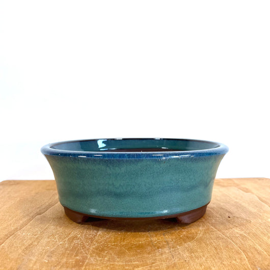 Round Glazed Bonsai Pot (8 ¾ x 3 inches)