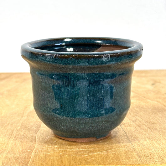 Round Glazed Bonsai Pot (3 ½ x 3 ½ x 2 ¾ inches)