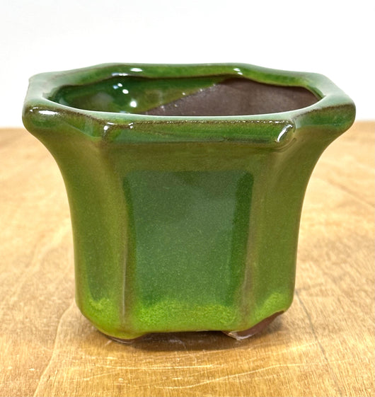 Square Glazed Bonsai Pot (3 ¼ x 3 ¼ x 2 ½ inches)