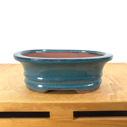 Glazed Oval Bonsai Pot (7 x 5.5 x 2.5 inches)